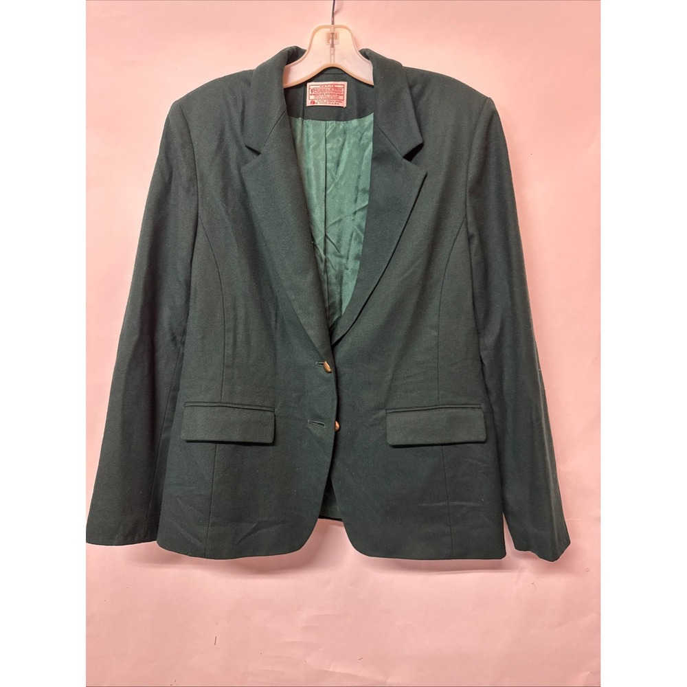 Pendleton Woolen Mills Virgin Wool Blazer Petite 10 Hunter Green Old Money